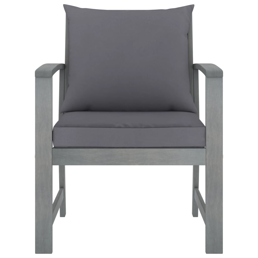vidaXL Cadeiras jardim 2 pcs c/ almofadões cinza-escuro acácia maciça