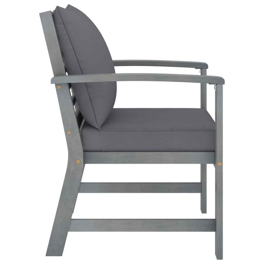 vidaXL Cadeiras jardim 2 pcs c/ almofadões cinza-escuro acácia maciça