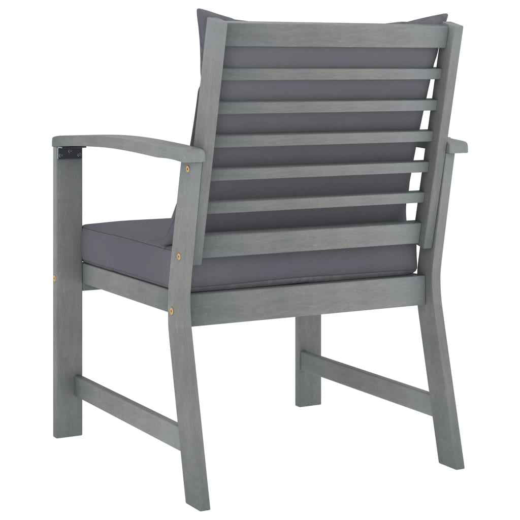 vidaXL Cadeiras jardim 2 pcs c/ almofadões cinza-escuro acácia maciça