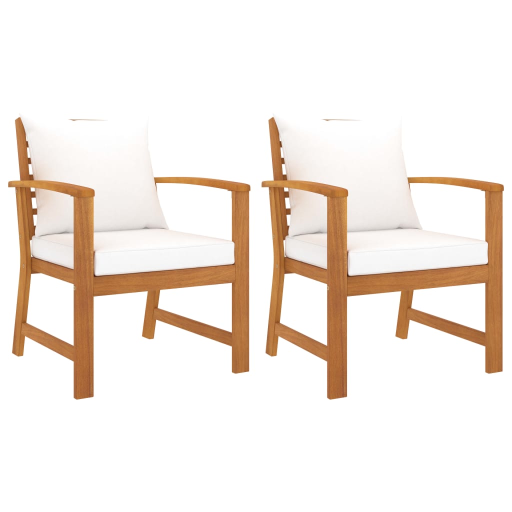 vidaXL Cadeiras jardim 2 pcs c/ almofadões cinza-escuro acácia maciça