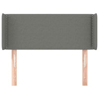 vidaXL Cabeceira de cama c/ abas tecido 83x16x78/88 cm cinzento-claro