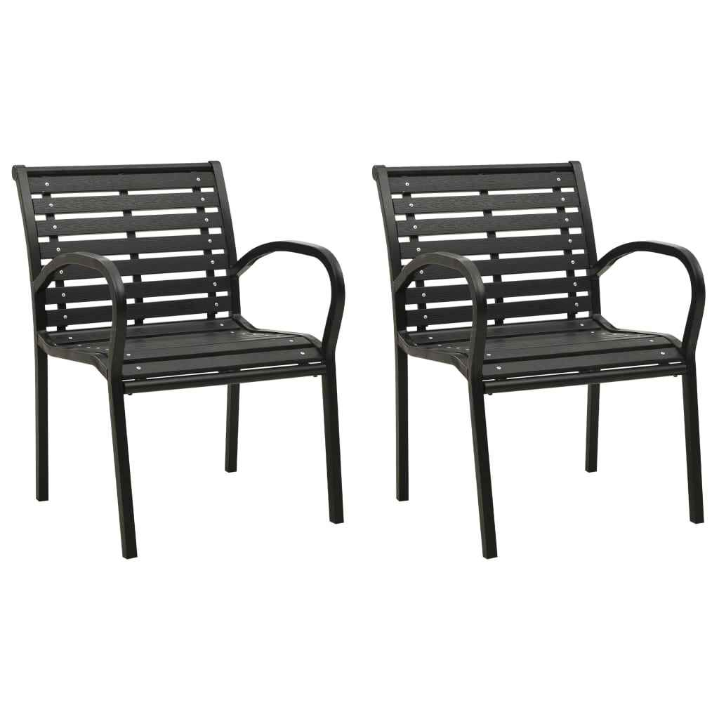 vidaXL Cadeiras de jardim 2 pcs aço e WPC preto