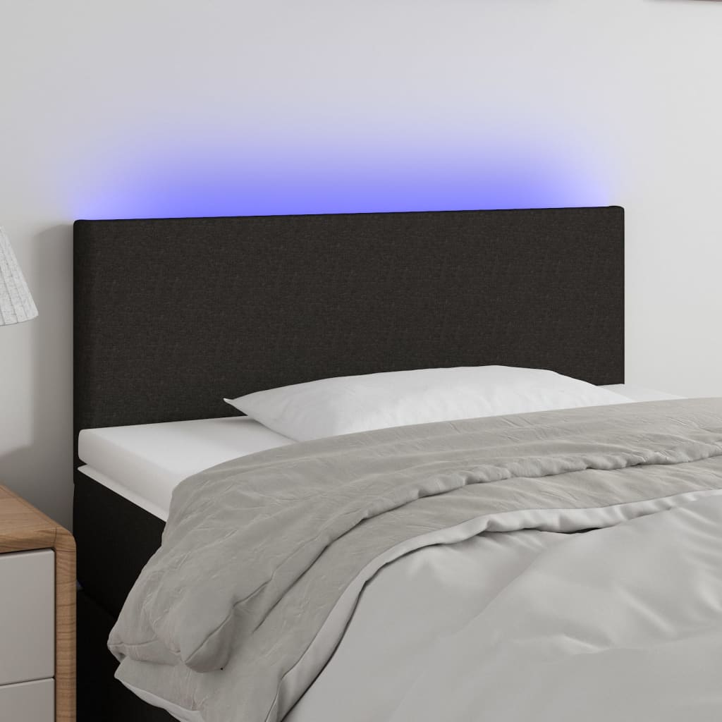 vidaXL Cabeceira de cama c/ luzes LED tecido 80x5x78/88 cm cinza-claro