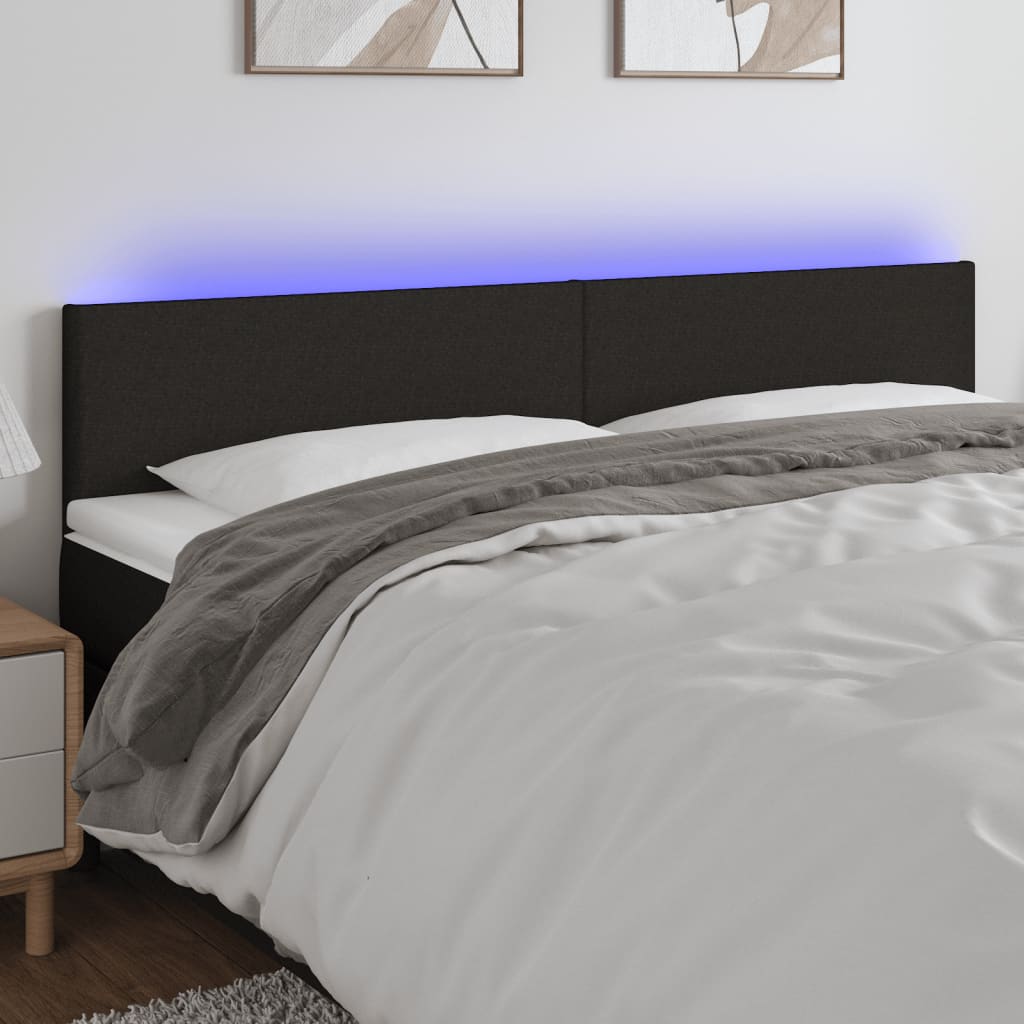 vidaXL Cabeceira de cama c/ luzes LED tecido 80x5x78/88 cm cinza-claro