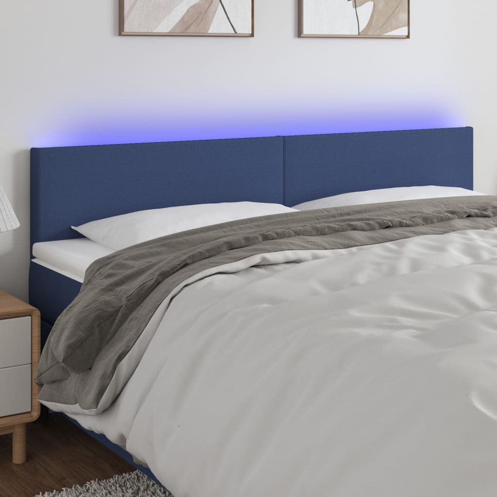 vidaXL Cabeceira de cama c/ luzes LED tecido 80x5x78/88 cm cinza-claro