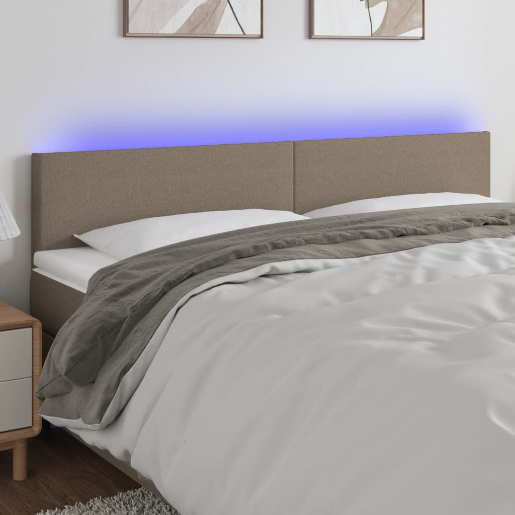 vidaXL Cabeceira de cama c/ luzes LED tecido 80x5x78/88 cm cinza-claro