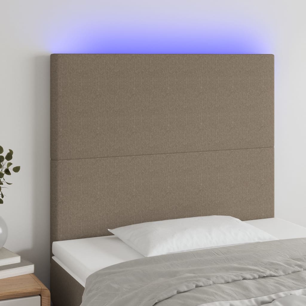 vidaXL Cabeceira de cama c/ luzes LED tecido 80x5x78/88 cm cinza-claro