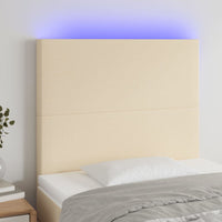 vidaXL Cabeceira de cama c/ luzes LED tecido 80x5x78/88 cm cinza-claro