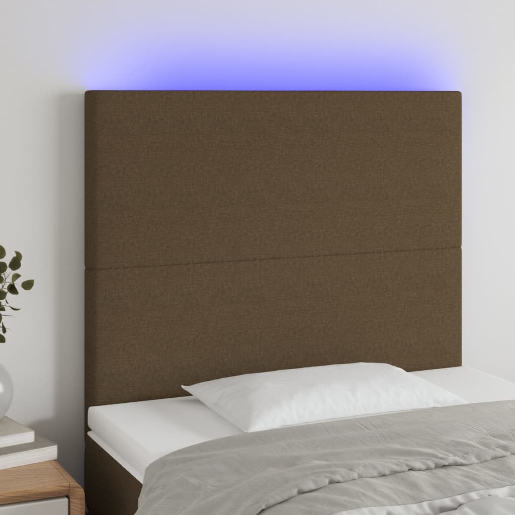 vidaXL Cabeceira de cama c/ luzes LED tecido 80x5x78/88 cm cinza-claro