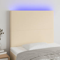 vidaXL Cabeceira de cama c/ luzes LED tecido 80x5x78/88 cm cinza-claro