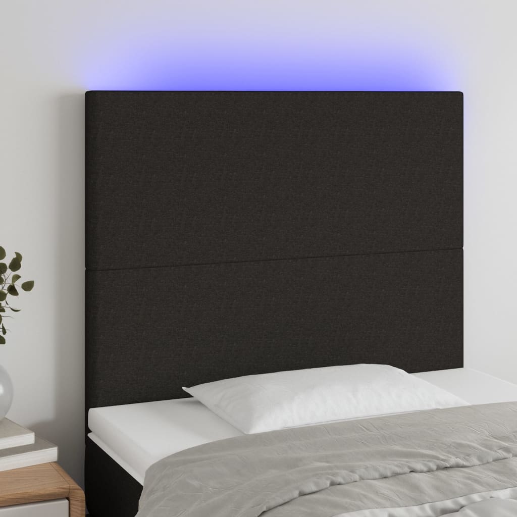 vidaXL Cabeceira de cama c/ luzes LED tecido 80x5x78/88 cm cinza-claro