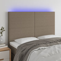 vidaXL Cabeceira de cama c/ luzes LED tecido 80x5x78/88 cm cinza-claro