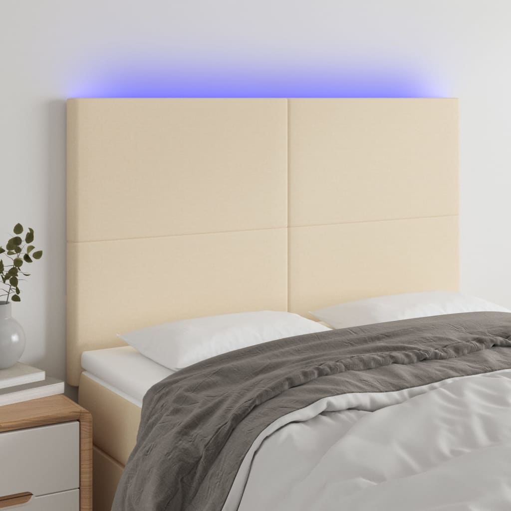 vidaXL Cabeceira de cama c/ luzes LED tecido 80x5x78/88 cm cinza-claro