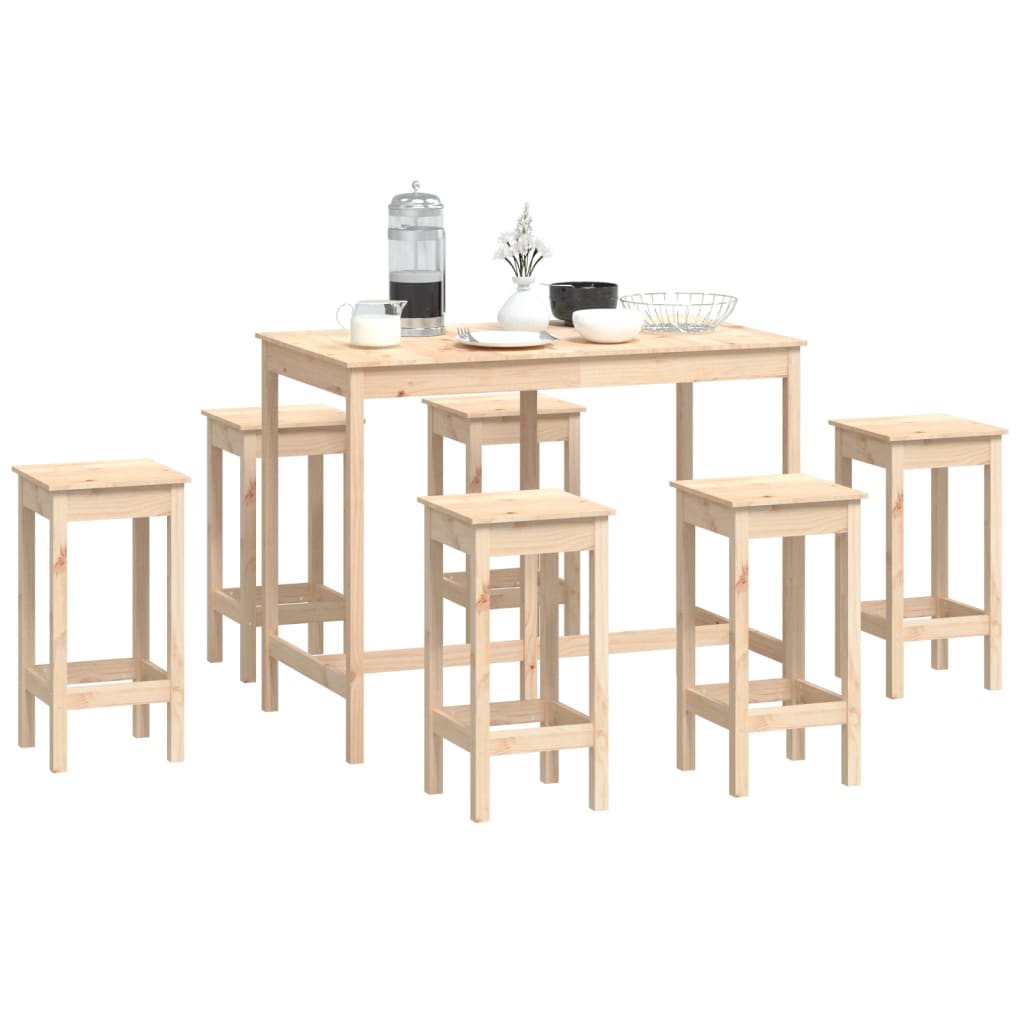 vidaXL 7 pcs conjunto de bar pinho maciço