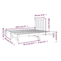 vidaXL Estrutura sofá-cama de puxar 2x(90x190) cm pinho maciço