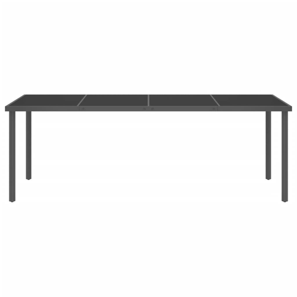 vidaXL Mesa de jantar para exterior 220x90x75 cm aço e vidro antracite