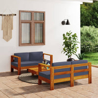 vidaXL 4 pcs conj. lounge jardim c/ almofadões acácia maciça cinzento