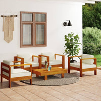 vidaXL 4 pcs conj. lounge jardim c/ almofadões acácia maciça cinzento