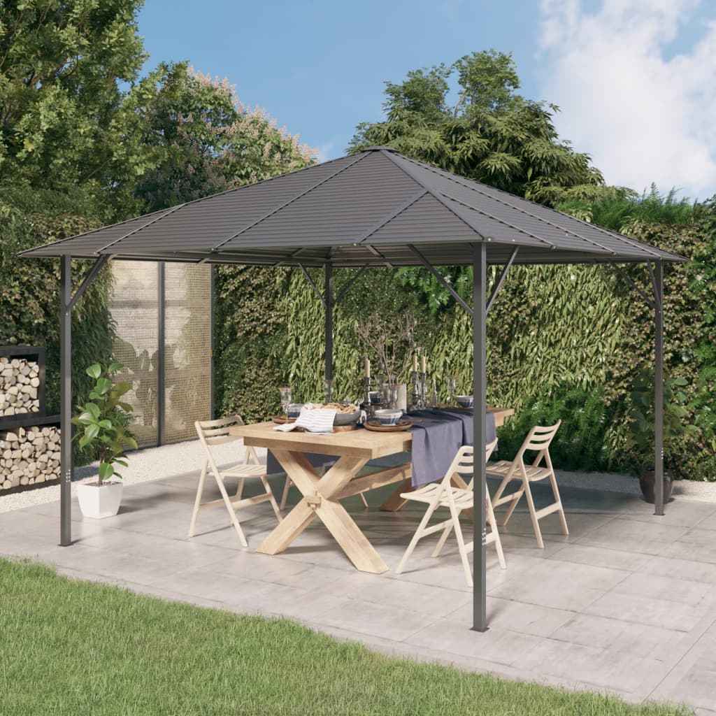vidaXL Gazebo com telhado 3x3 m antracite