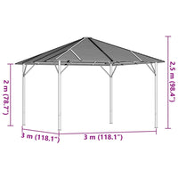 vidaXL Gazebo com telhado 3x3 m antracite