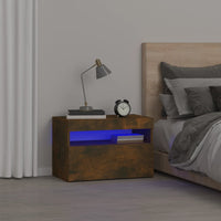 vidaXL Mesa de cabeceira & luzes LED 60x35x40 cm deriv. madeira branco