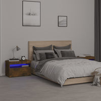 vidaXL Mesa de cabeceira & luzes LED 60x35x40 cm deriv. madeira branco