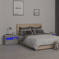 vidaXL Mesa de cabeceira & luzes LED 60x35x40 cm deriv. madeira branco