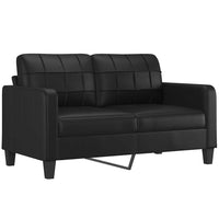 vidaXL Sofá 2 lugares c/ almofadas/almofadões 140cm couro artif. preto