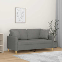 vidaXL Sofá 2 lugares + almofadas/almofadões 140cm tecido cinza-escuro