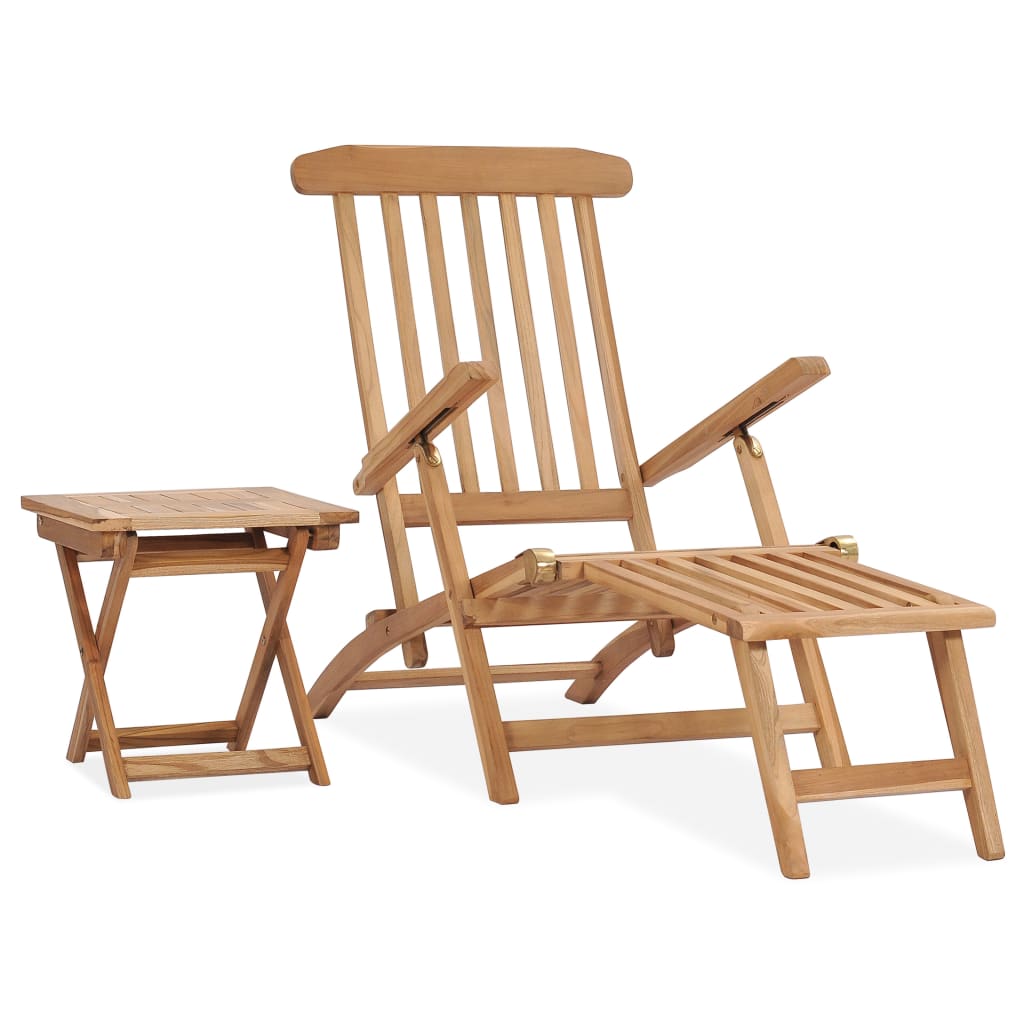 vidaXL Cadeiras de jardim c/ apoios de pés 2 pcs teca maciça