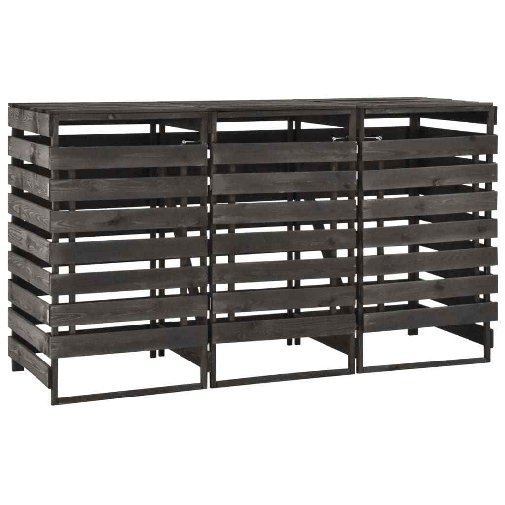 vidaXL Unidade tripla p/ caixote lixo 210x75x121 cm pinho pintado