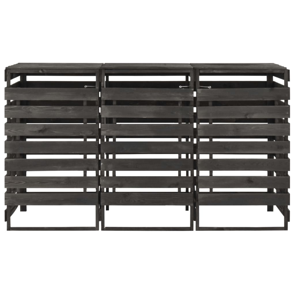 vidaXL Unidade tripla p/ caixote lixo 210x75x121 cm pinho pintado