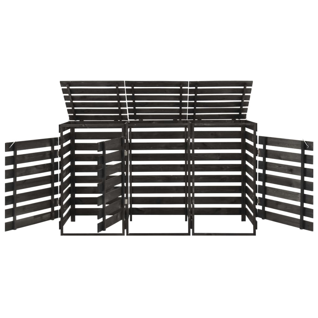 vidaXL Unidade tripla p/ caixote lixo 210x75x121 cm pinho pintado