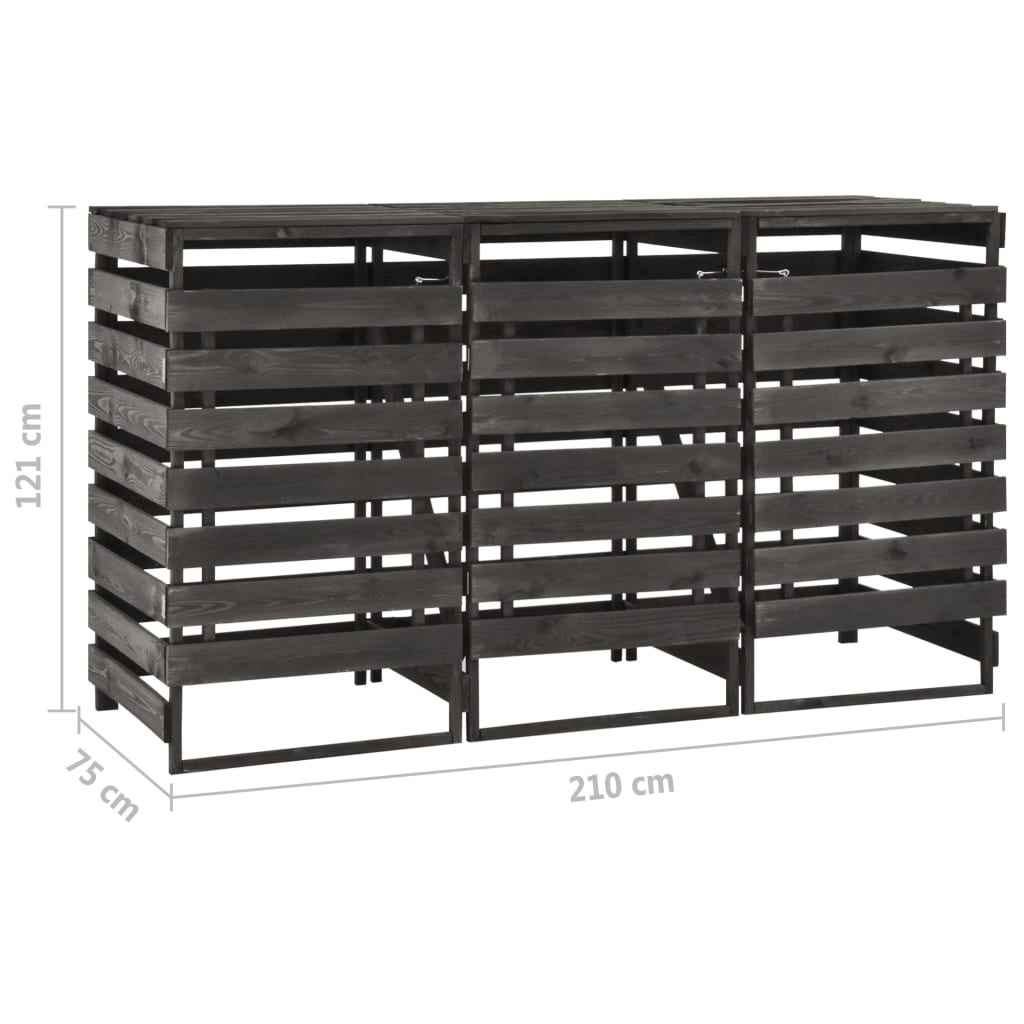 vidaXL Unidade tripla p/ caixote lixo 210x75x121 cm pinho pintado