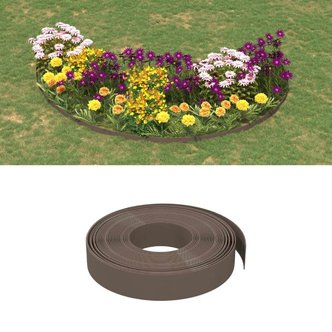 vidaXL Borda de jardim 10 m 10 cm polietileno cinzento