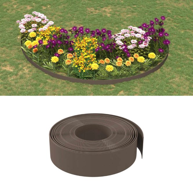vidaXL Borda de jardim 10 m 10 cm polietileno cinzento