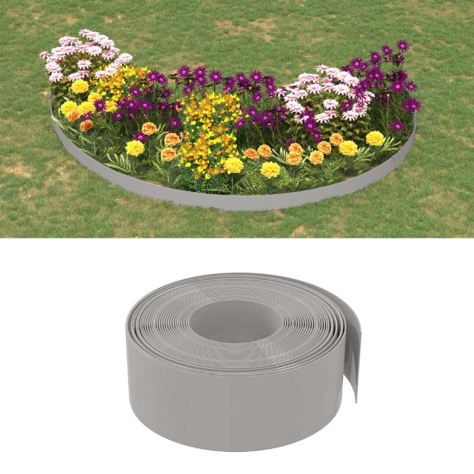 vidaXL Borda de jardim 10 m 10 cm polietileno cinzento