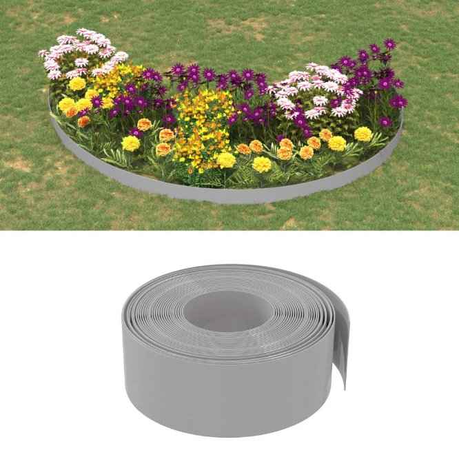 vidaXL Borda de jardim 10 m 10 cm polietileno cinzento