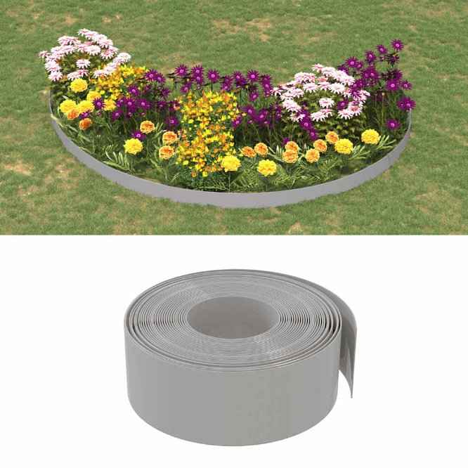 vidaXL Borda de jardim 10 m 10 cm polietileno cinzento