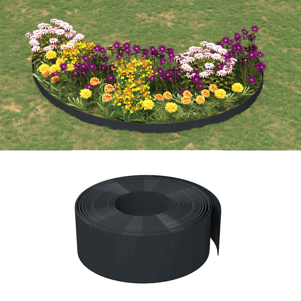 vidaXL Borda de jardim 10 m 10 cm polietileno cinzento