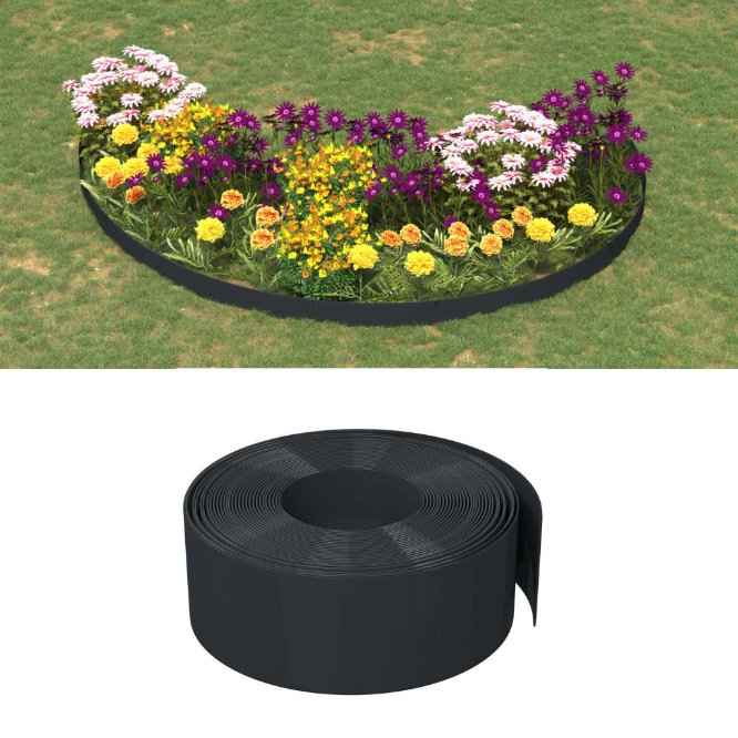 vidaXL Borda de jardim 10 m 10 cm polietileno cinzento