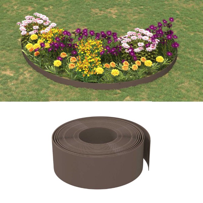 vidaXL Borda de jardim 10 m 10 cm polietileno cinzento