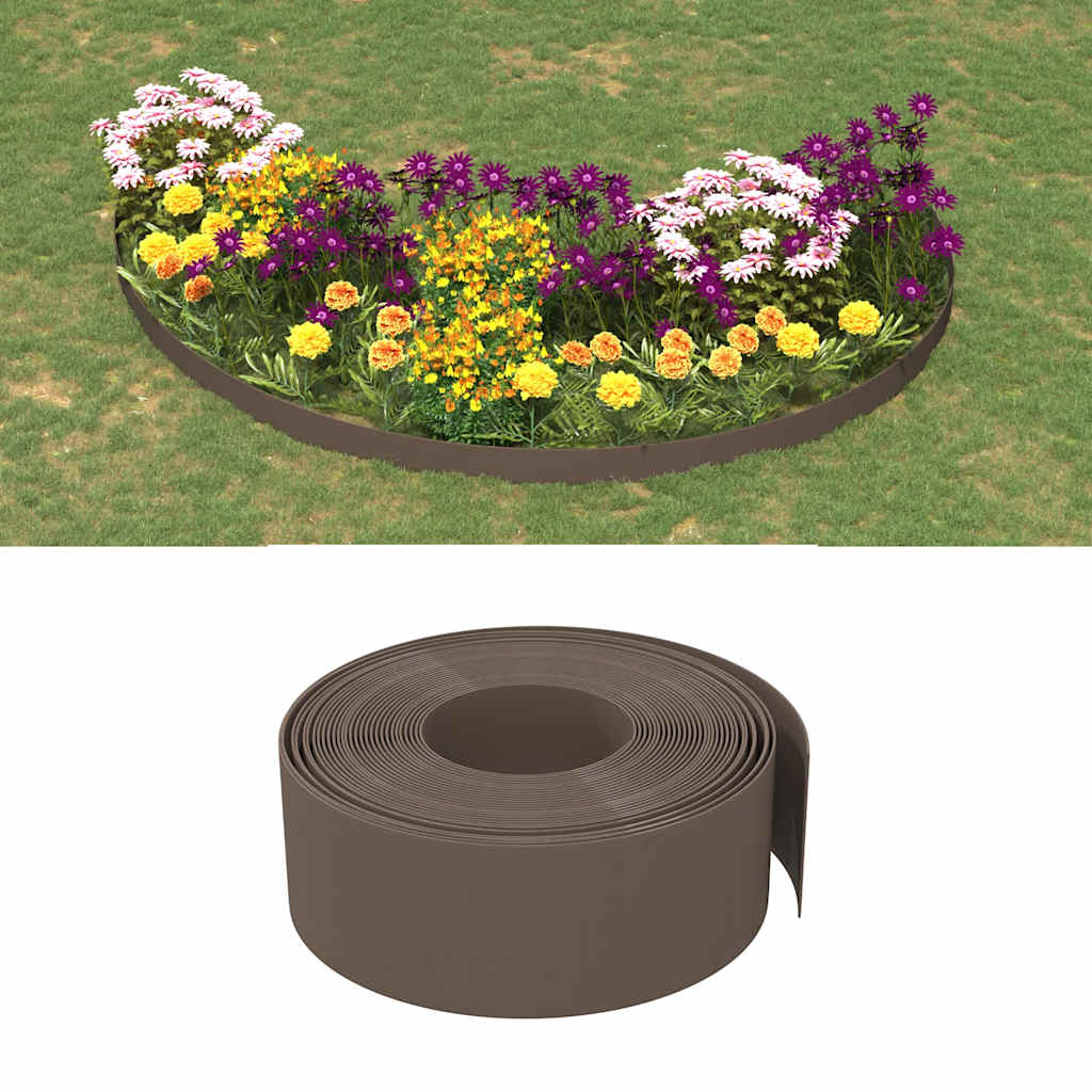 vidaXL Borda de jardim 10 m 10 cm polietileno cinzento