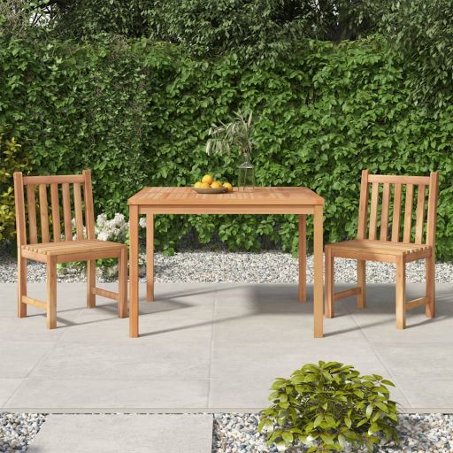 vidaXL Conjunto de jantar de jardim de 3 peças 80x80 cm madeira de teca maciça