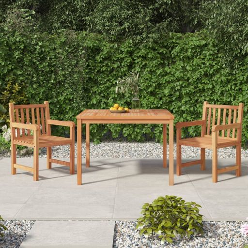 vidaXL Conjunto de jantar de jardim de 3 peças 80x80 cm madeira de teca maciça