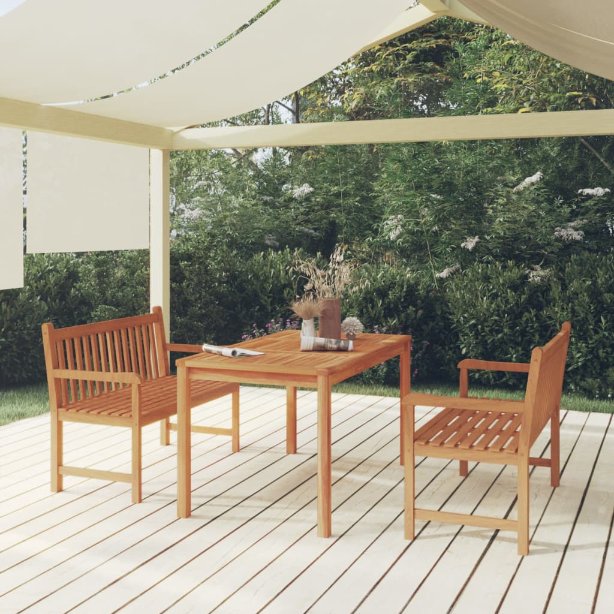 vidaXL Conjunto de jantar de jardim de 5 peças, 140x80 cm, madeira de teca maciça