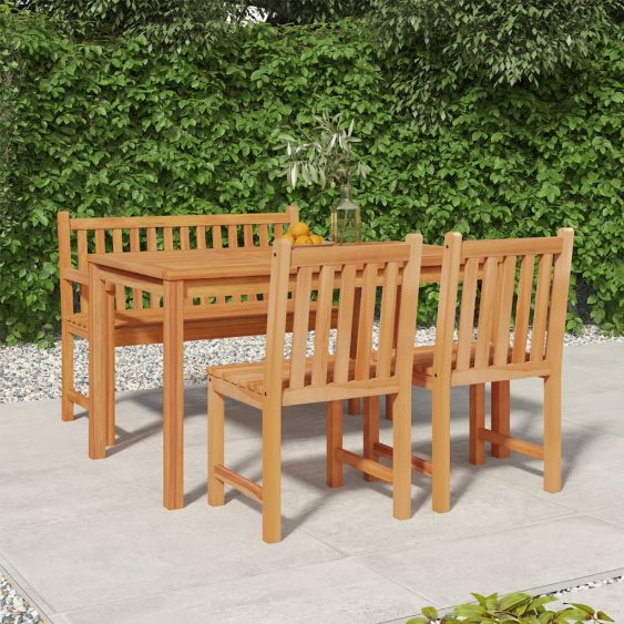 vidaXL Conjunto de jantar de jardim de 5 peças, 140x80 cm, madeira de teca maciça