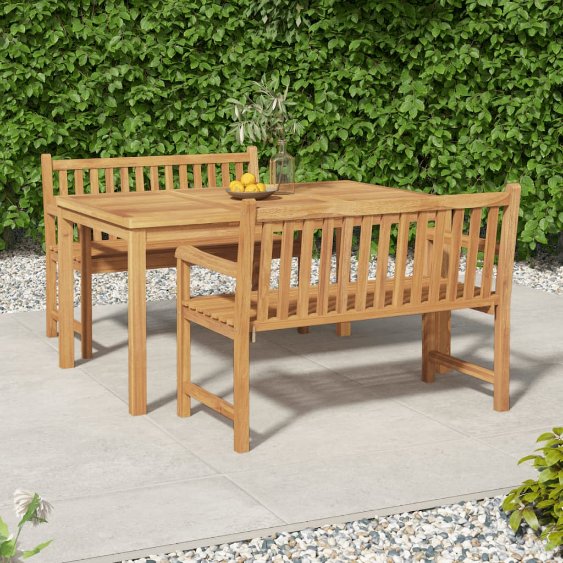 vidaXL Conjunto de jantar de jardim de 5 peças 150x90 cm madeira de teca maciça
