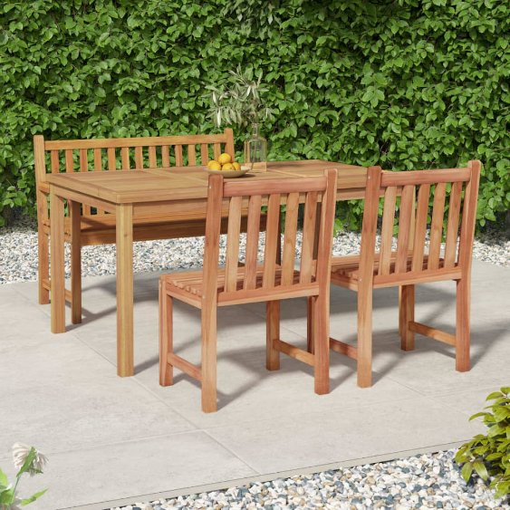 vidaXL Conjunto de jantar de jardim de 5 peças 150x90 cm madeira de teca maciça