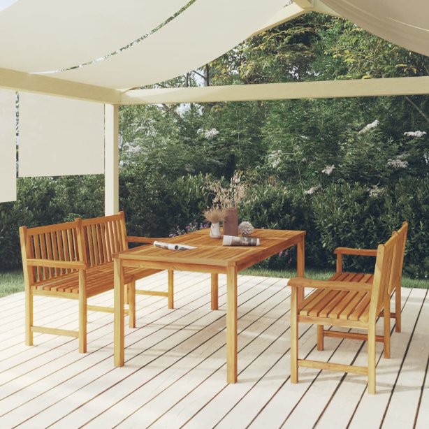 vidaXL Conjunto de jantar de jardim de 7 peças 180x90 cm madeira de teca maciça